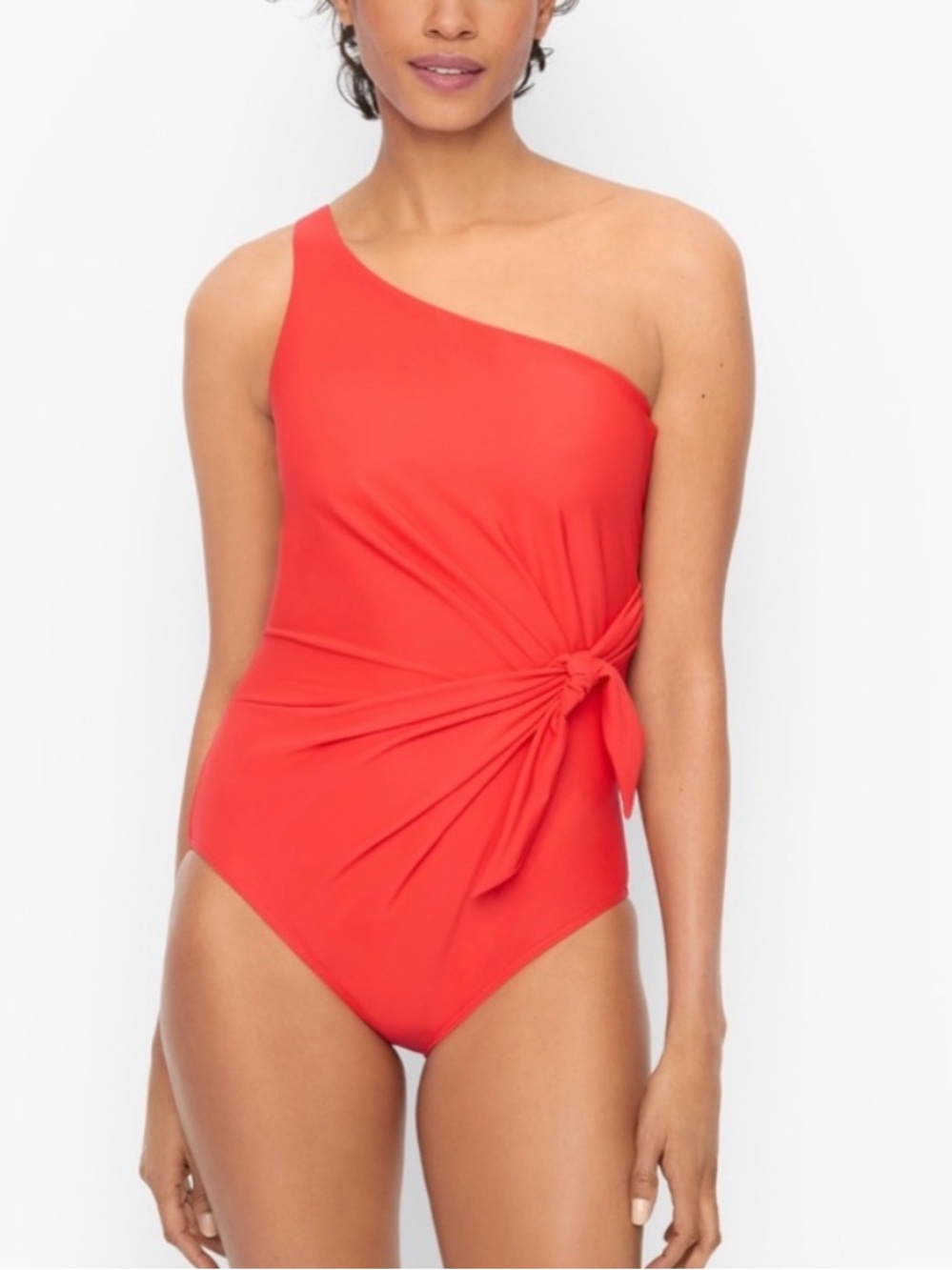 Talbots x MiracleSuit One Shoulder one piece swimsuit tie waist red